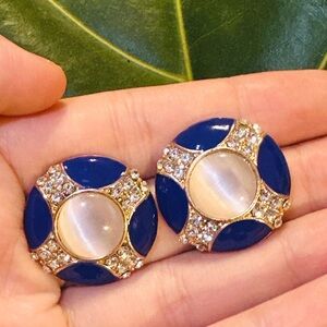 Elegant Blue and Gold Earrings
